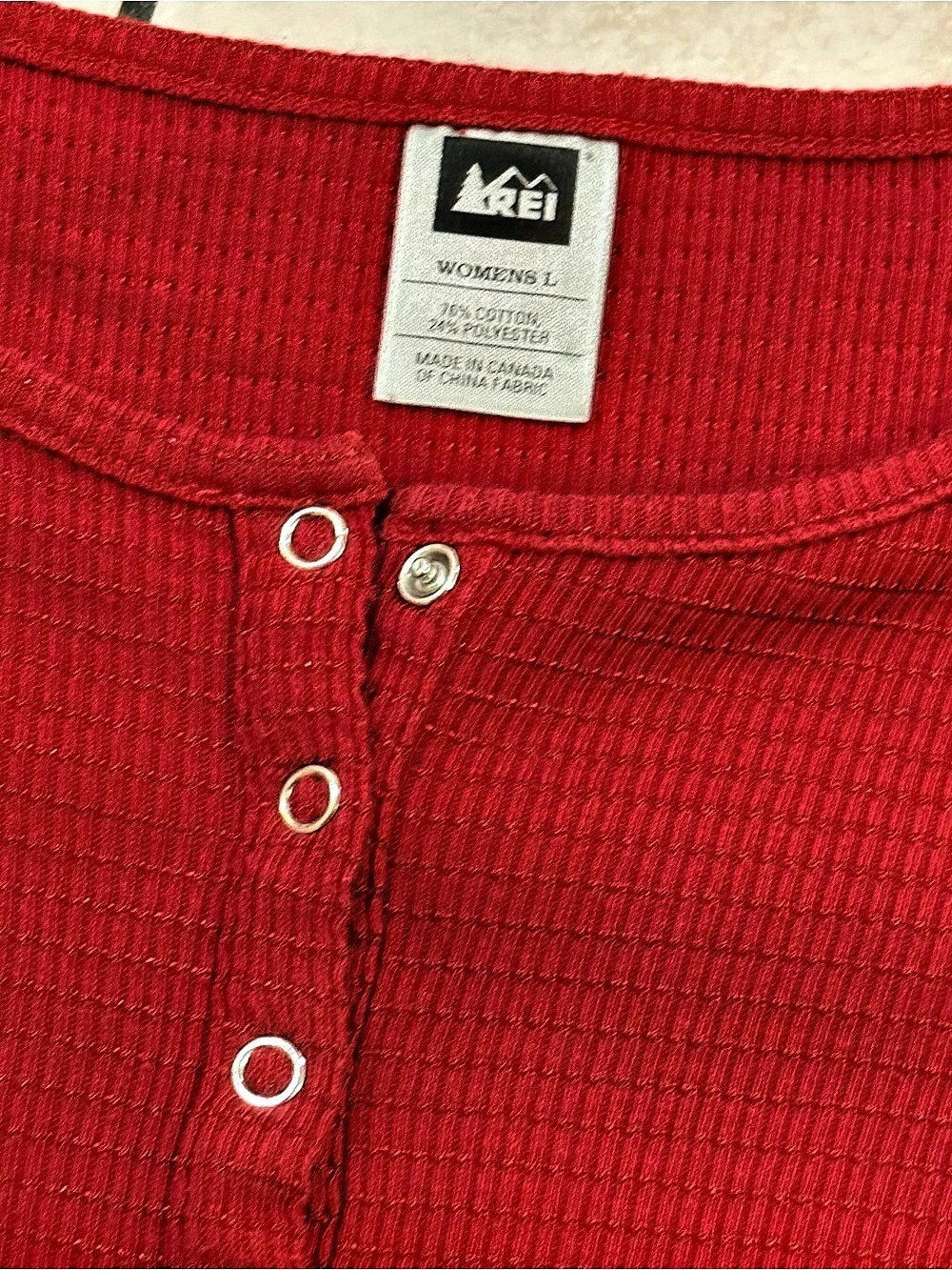 REI Long Sleeve Henley in Red Size Large